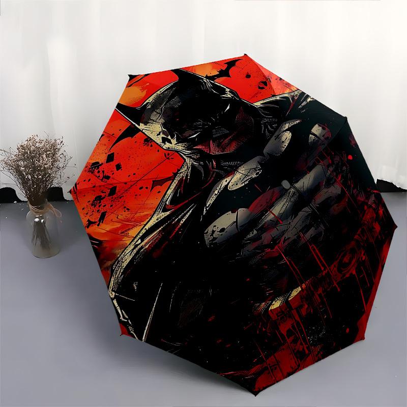 1pc Batman Blood Automatic Folding Umbrella - Compact 8-Rib Design, Durable Plastic & Iron1198L