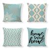 Light Blue Outdoor Linen Pillowcase Cushion Cover for Home, Sofa, Chair, or Bed Decor.