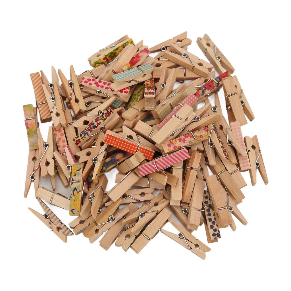 100Pcs Painted Wood Clothespin Fashion Unique Design Durable Detachable Painted Wooden Clip