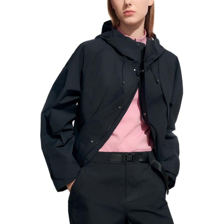 FILA Fitness Loose Hooded Waterproof Windproof Breathable Durable Rain Jacket Men Outerwear Black A51M441703F-BK