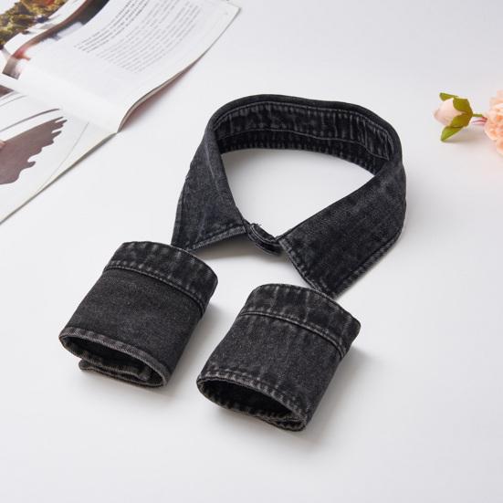 Fake Collar Detachable Denim Collar Wrist Cuffs Set Women Lightweight Dress Shirt Fake Collar Clothing Accessory