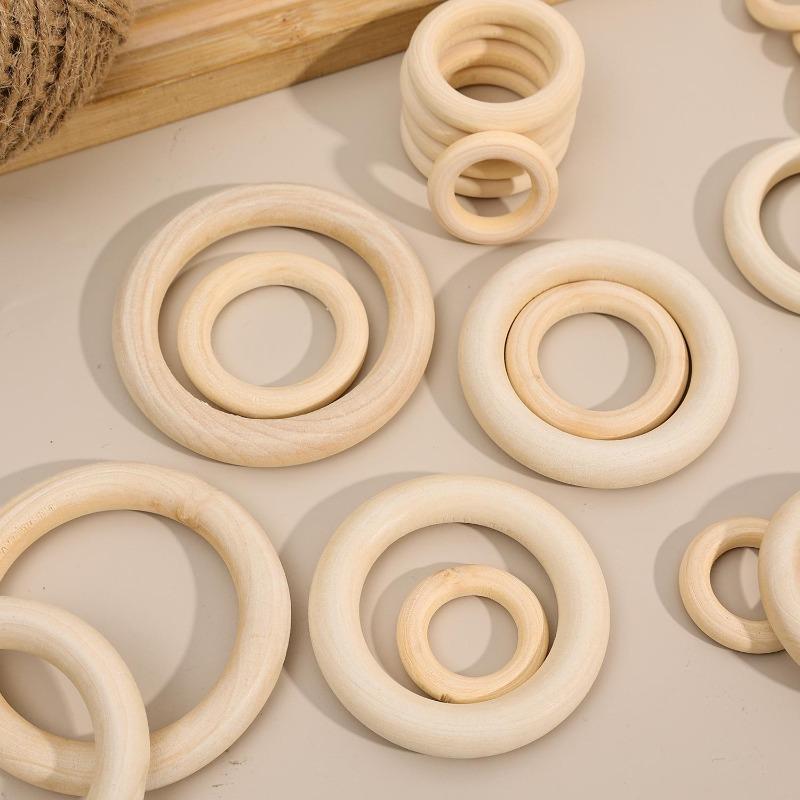 Wooden Rings For Crafts Supplies Unfinished Wood Circles Ring DIY Pendant Connectors Jewelry Making Handmade Ornaments Wholesale