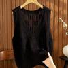 Women's Plus-Size Sleeveless Vest for Spring and Autumn Casual Style Versatile Loose Thin Hollow-Out Knitted Stylish Gilet