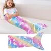 Breathable Mermaid Blanket Tail Wear Resistant Friendly To Skin All Seasons Luminous Design Plush Flannel Fleece Toddler Toy Kids