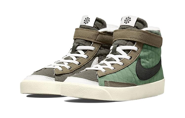 Nike Blazer '77 Fabric Recyclable Material Slip Resistant Abrasion Resistant Mid Top Skateboard Shoes Green Brown DO5217-331