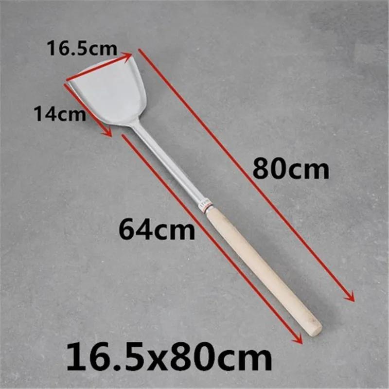 Extra Long Stainless Steel Wooden Handle Spatula Soup Spoon Cooking Canteen Kitchen China Wok Chef Soup Factory Spatula Turner