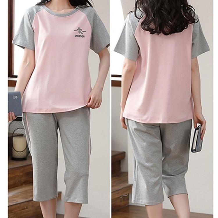 Women's Cute Cartoon Print Pajamas Set 2PCS Plus Size Sleepwear Short Sleeve Shorts Fashion Casual Home Comfort Femme