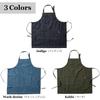 Plaisir Men's Washed Denim Apron, Authentic Denim, Plus Sizes Available, Stylish, Wrinkle-Resistant, Black, for Work, Professional Use, BBQ, DIY