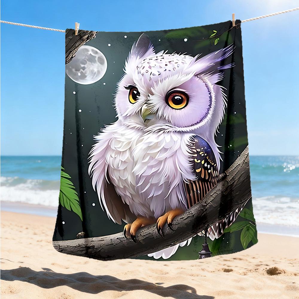 1pc Owl Night Outdoor Blanket - Soft Flannel Cozy for Travel & Camping - All-Season Warm Bed Cover, Machine Washable Yy251229099