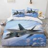 Fighter Plane King Queen Duvet Cover Military Aircraft Theme Bedding Set Kids Boys Men Sunset Airplane Polyester Comforter Cover