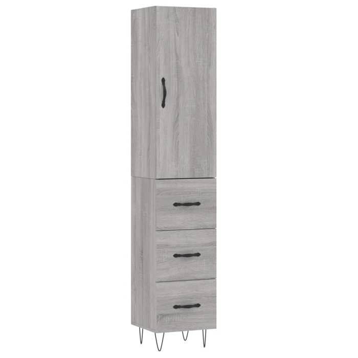 VidaXL Highboard Sonoma Grey 34.5x34x180 Cm Engineered Wood 3198887
