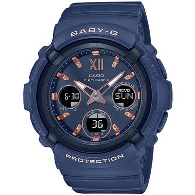 Damski zegarek Baby-G BGA-2800-2AJF [BABY-G Radio Wave Solar Model Smokey Navy] okrągły z żywicy