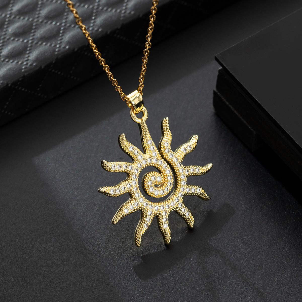 

Sunflower Pendant Necklace With Starry Sparkle Delicate And Luxurious Collarbone Chain A Dainty Gift For Her