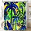 Bright Blue Green Tropical Palm Leaf Shower Curtain Bathroom Decor 3D Printed Bath Liner Waterproof Window Canopy Drape
