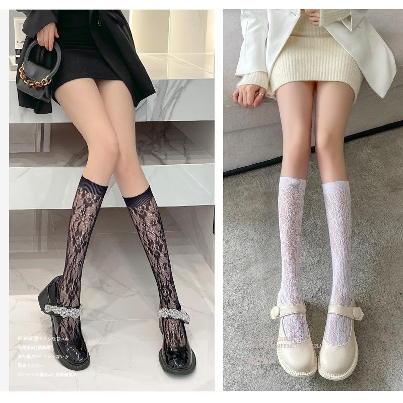 White Lace Calf Socks Stockings Female Summer Lolita Lolita Pile Socks Jk Mid Stockings