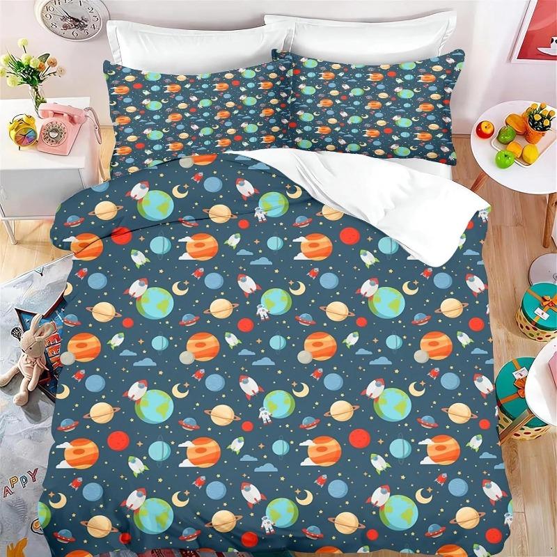 Children's Young Boys Planets Stars Space Soft Duvet Cover Universe Children's Beding Set Galaxy Series Universe Star Clear Quilt cover