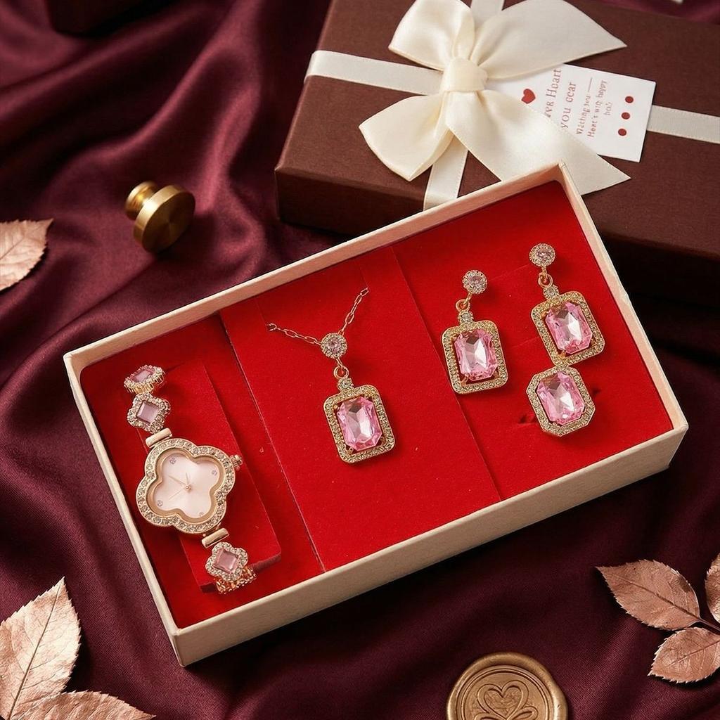 Valentine's Day Mother's Day Women's Day Light Luxury Business Gift Set Necklace Earrings Ring Bracelet Mom