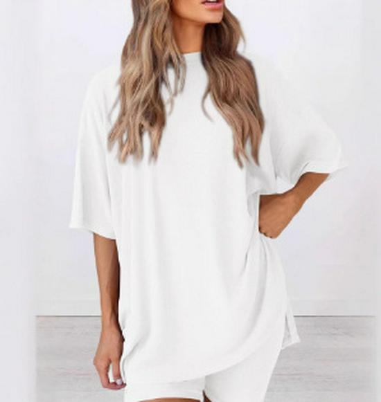 

2025 Plus Size European and American Casual Loose Solid Color Set L