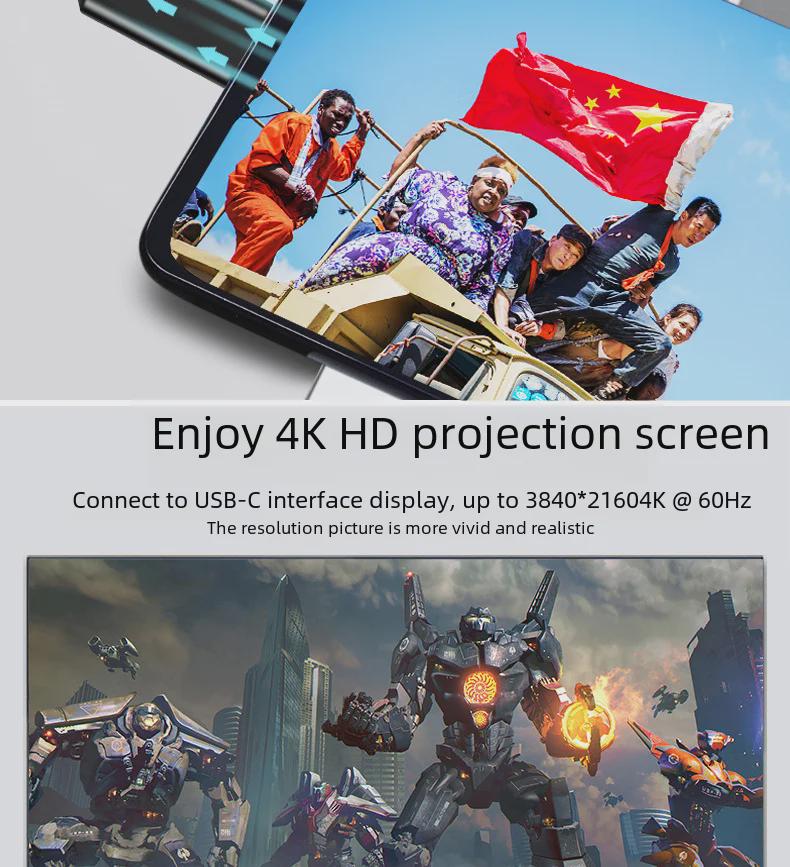 Type-C To Type-C USB3.2 Gen2x2 Male Cable, 100W PD Fast Charging, 4K Projection.