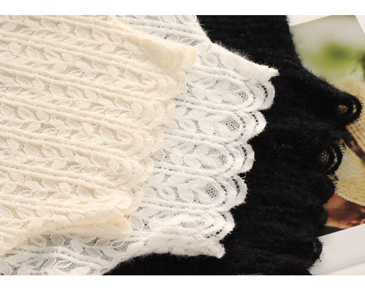 Brushed Lace High-Neck Mesh Top for Women - Trendy Autumn/Winter Layer