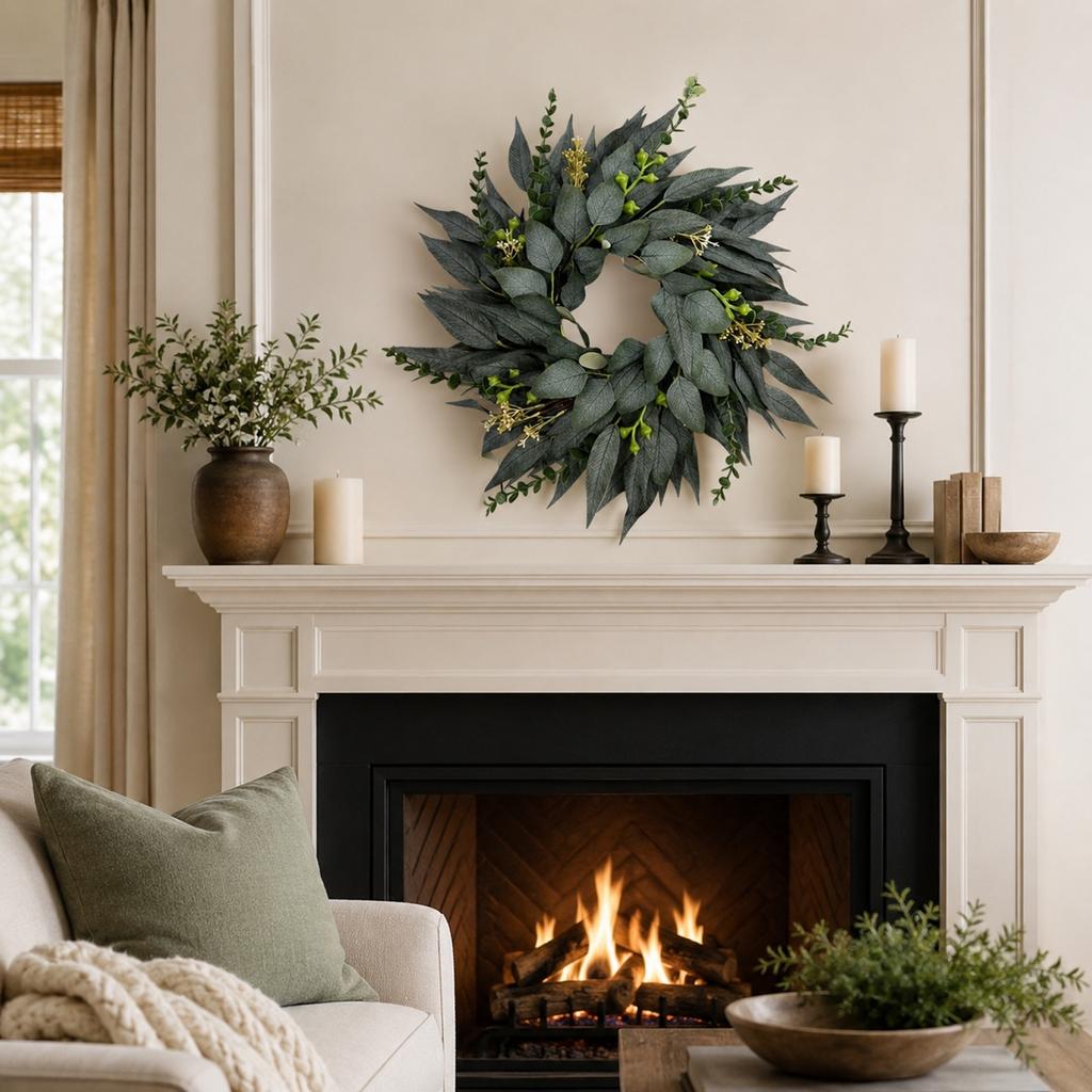 Artificial Wreath for Spring Summer Home Decor Wedding Wall Hanging 50cm