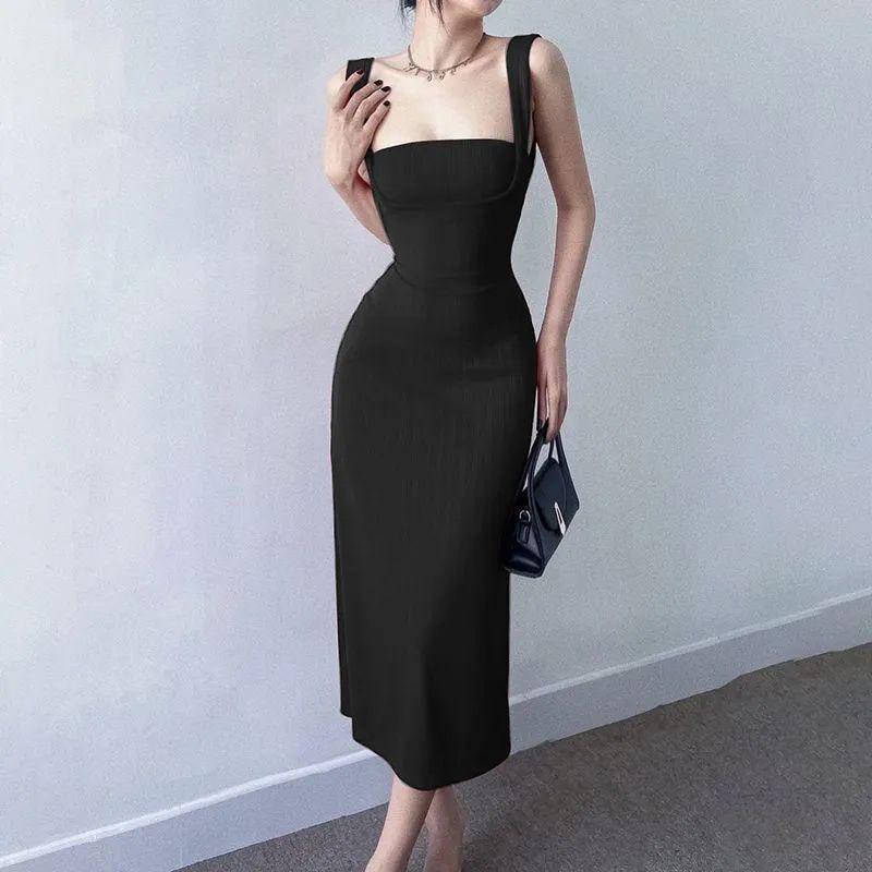 Summer Backless Slimming Bandage Waist Sleeveless Dress for Women