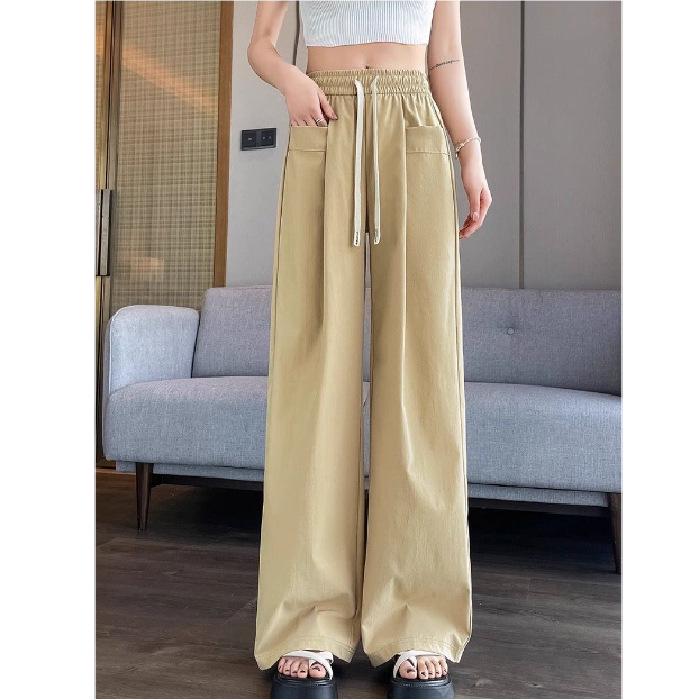 Women s Summer Breathable Wide-Leg Cropped Pants - High-End, Stylish, Loose-Fit 2XL хаки