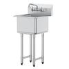 Stainless Steel Prep & Utility Sink, 1 Compartment Free Standing Small Sink Include Faucet & Legs, 18"x41" Commercial Single Bowl Sinks for Garage,