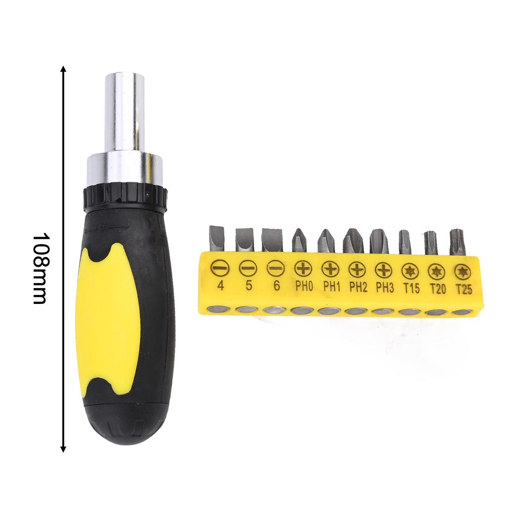 Skralledreiebits Hurtigskralle-nøkkelsett 1/4 tomme Batch-hode Skrutrekkerhåndtak Forlenger Sokkelnøkkel Reparasjonsverktøy