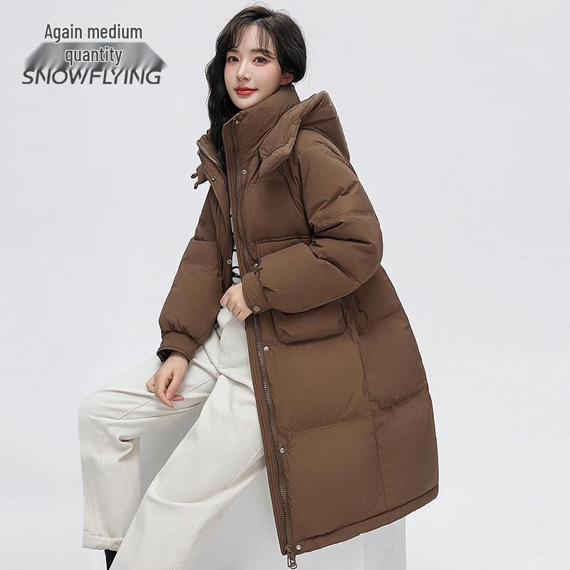 SNOWFLYING Women's Mid-Length White Duck Down Jacket X30147392F