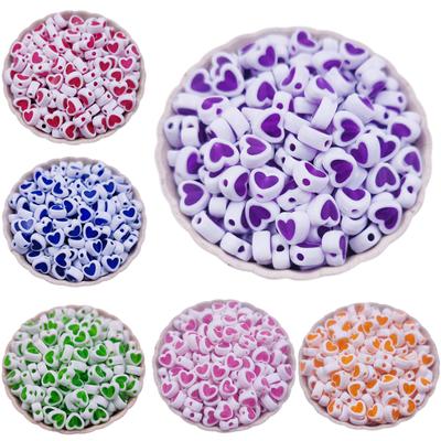 50Pcs 8mm Transparent Heart Shape Candy Color Loose Beads DIY for Jewelry Necklace Bracelet Making