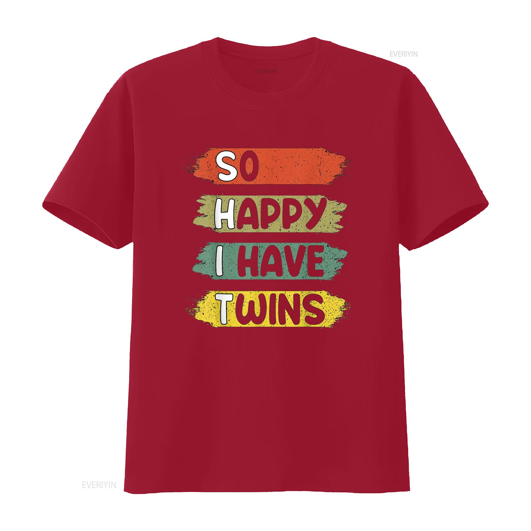 Dad Twins T Shirt So Happy I Have Funny Parent vintage Washed streetwear Unisex fashion Breathable Casual Slightly Stylish S