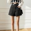 Tweed Shorts Women's Solid Color Casual High Waist Wide Leg Pants