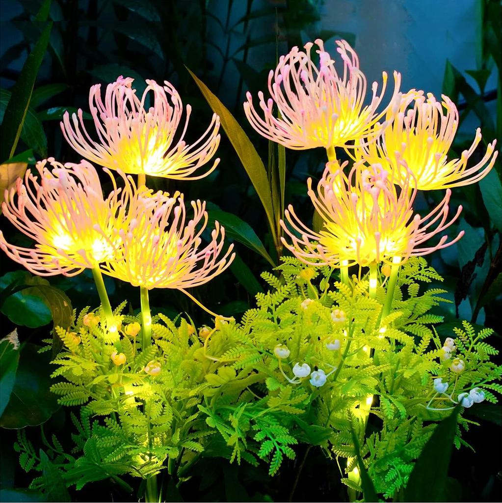 Solar Garden Lights Solar Flowers Lights with Glowing Flowers & Stems Solar Lights Outdoor for Garden Decoration Yard Decor