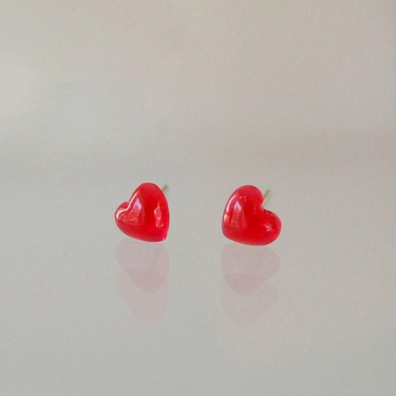 Modernlike Silver 925 Red Heart Earrings