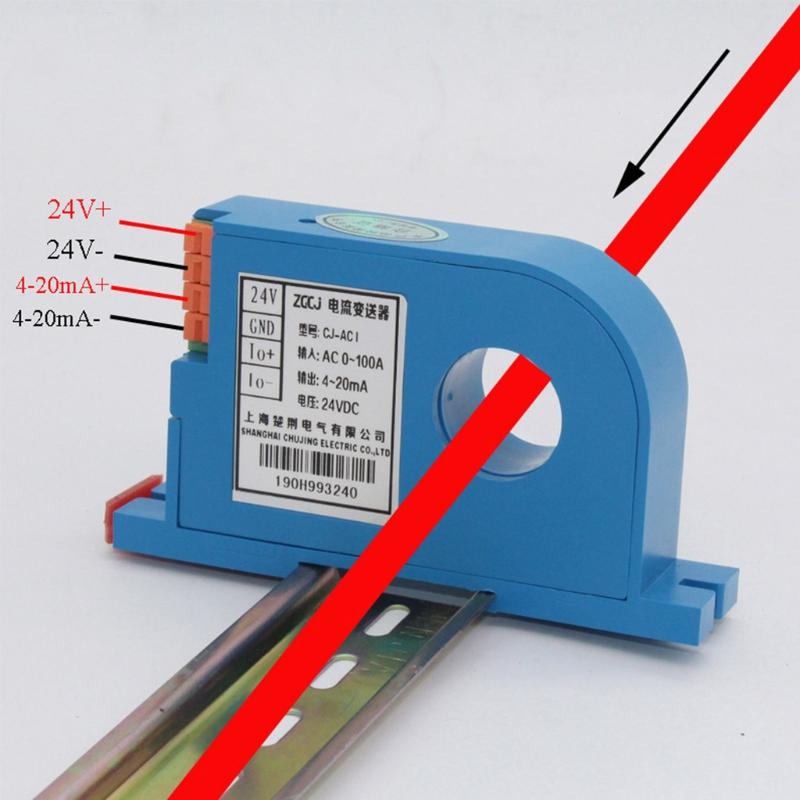 Practical Single-phase AC Electric Current Transmitter 20A/30A/50A/100A/200A Current Transmitter Output 4-20mA Current