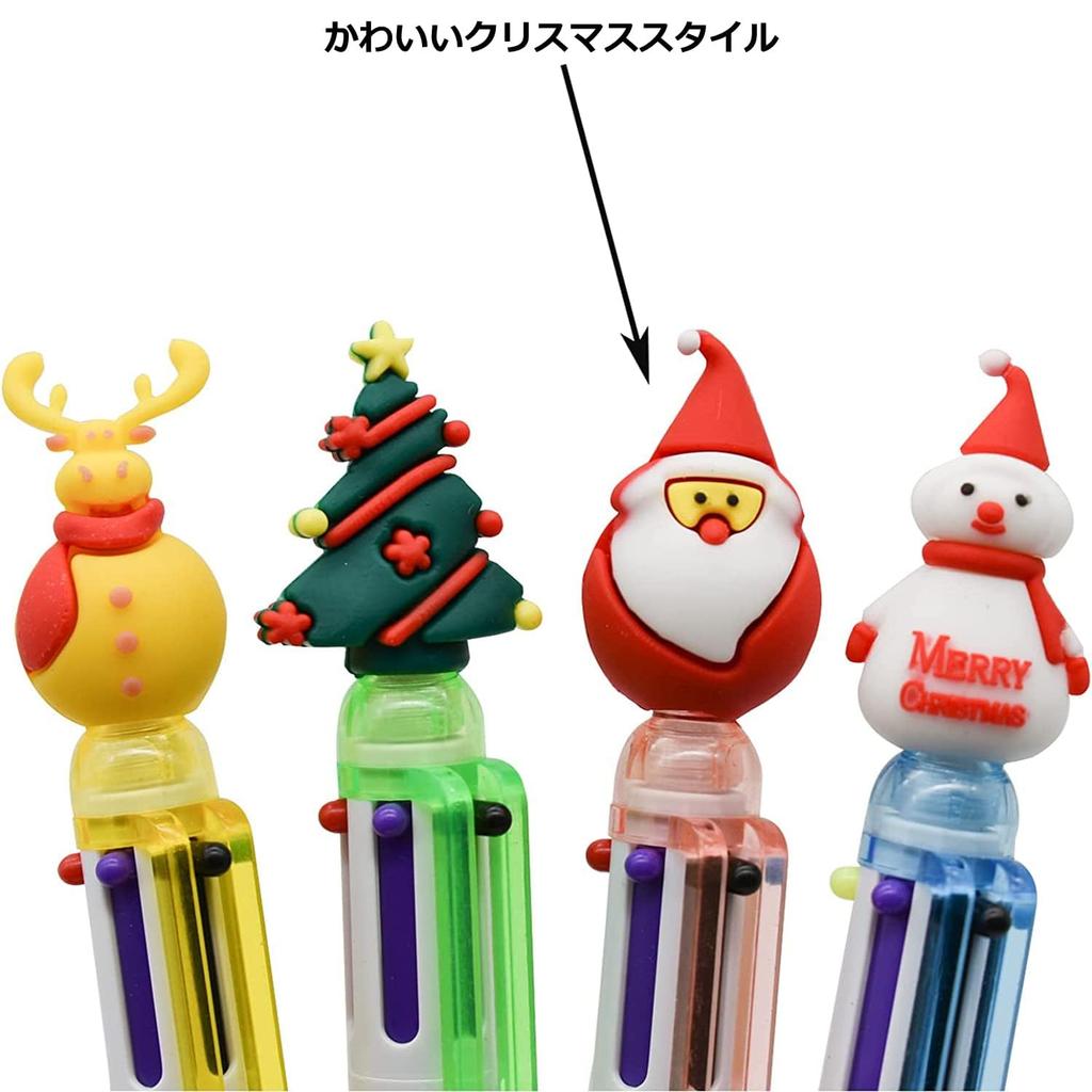 Maydahui Cute 6 Color Christmas Ballpoint Pen Set of 12 Black Ink Stylish Cute Stationery 0.5mm Oil-Based Multi-Function Multi-Color