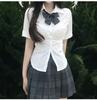Women's Slim Fit Long Sleeve Shirt Japanese JK College Style Button-Down Blouse Preppy Casual Top