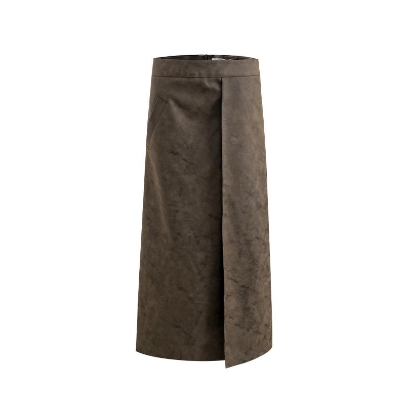 

Юбка миди из кожи с разрезом и высокой талией Maelard Осень/Зима 2023 для женщин - Темпераментная, стройнящая, возврату/обмену не подлежит. Small землистый/коричневый