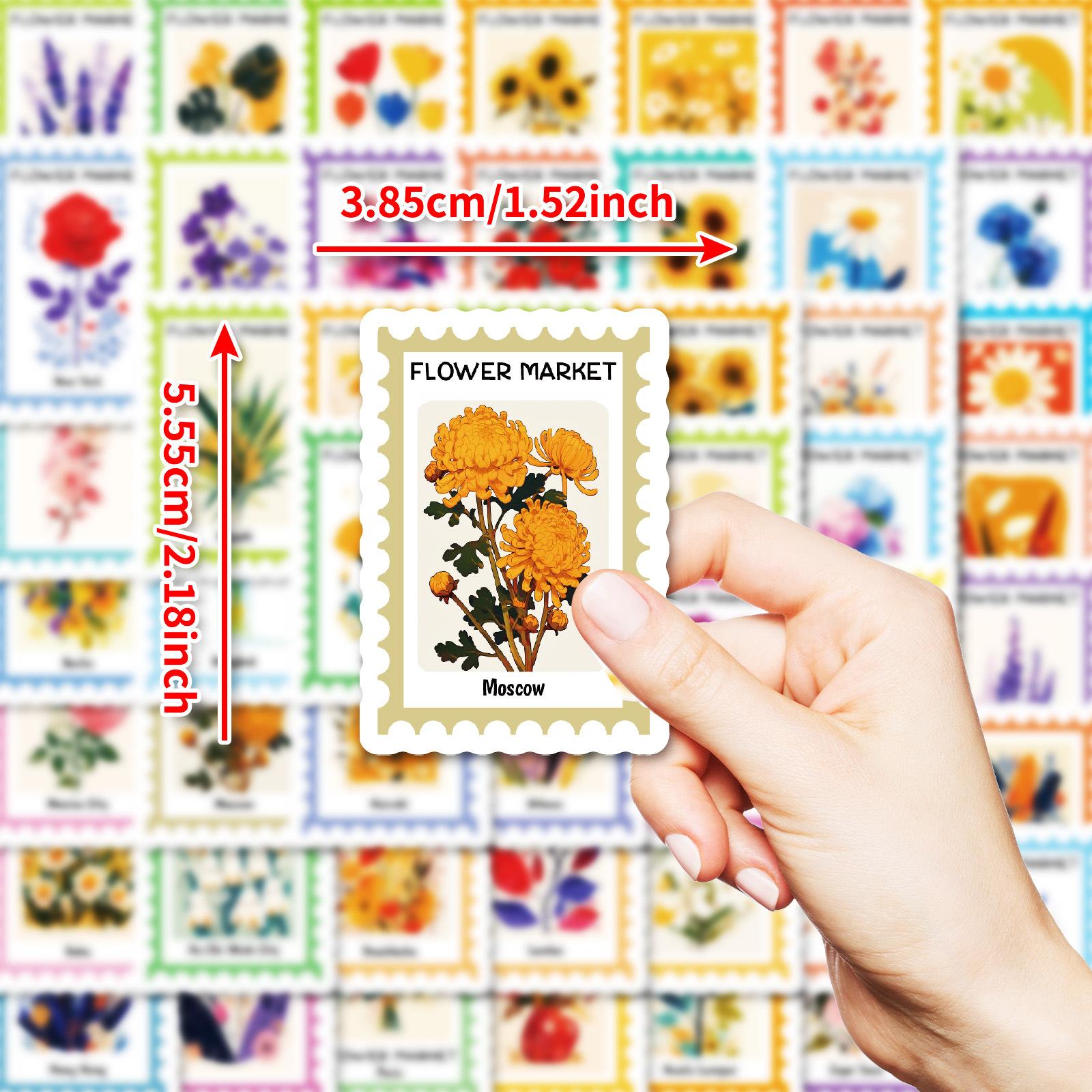 

50 Креативная коллекция штампов с растениями Подсолнух Роза Тюльпан Цветочный штамп Граффити Декоративная наклейка