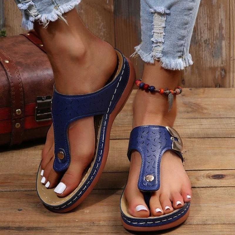 Chinelos Sapatos de Moda Feminina Primavera e Verão Salto Anabela Chinelos de Dedo Chinelos de Praia