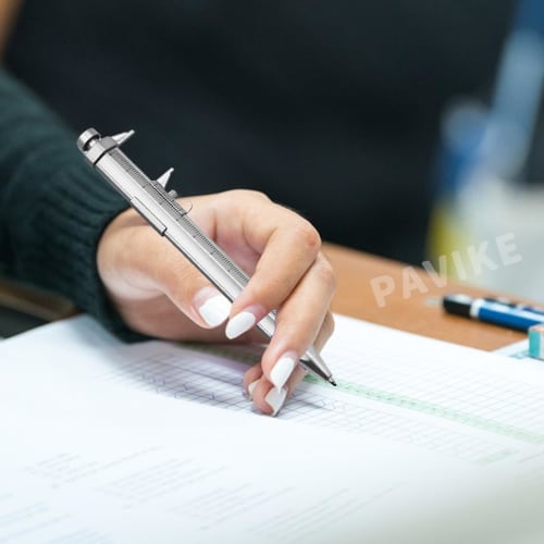 PAVIKE Vernier Caliper Pen (Set of 2) with Ballpoint Pen and Multifunctional Measuring Ruler, 1.0mm Digital Vernier Caliper, Student Stationery, Multi