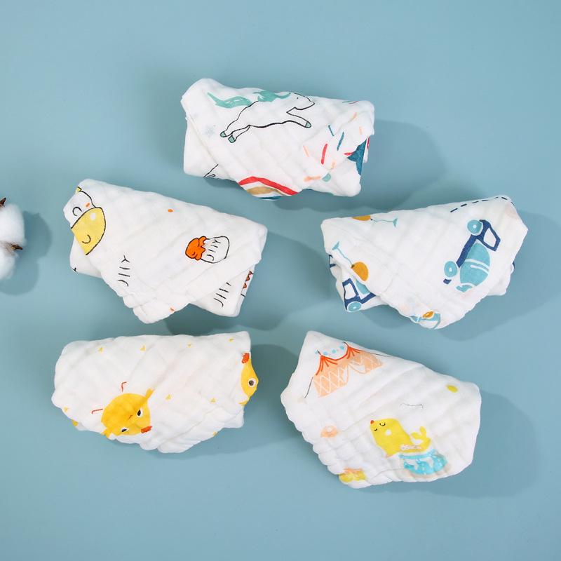 High-Density Pre-Washed Baby Cartoon Gauze Towel - Soft Washcloth for Household Use