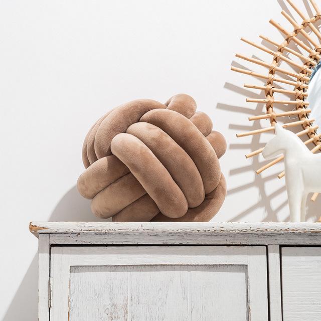 

Подушка из чистого хлопка своими руками, плетеная с узлом, подушка для автомобиля, диван, подушка для офисного сиденья, мягкая плюшевая подушка, подушка для украшения дома Diameter 22CM кофейный