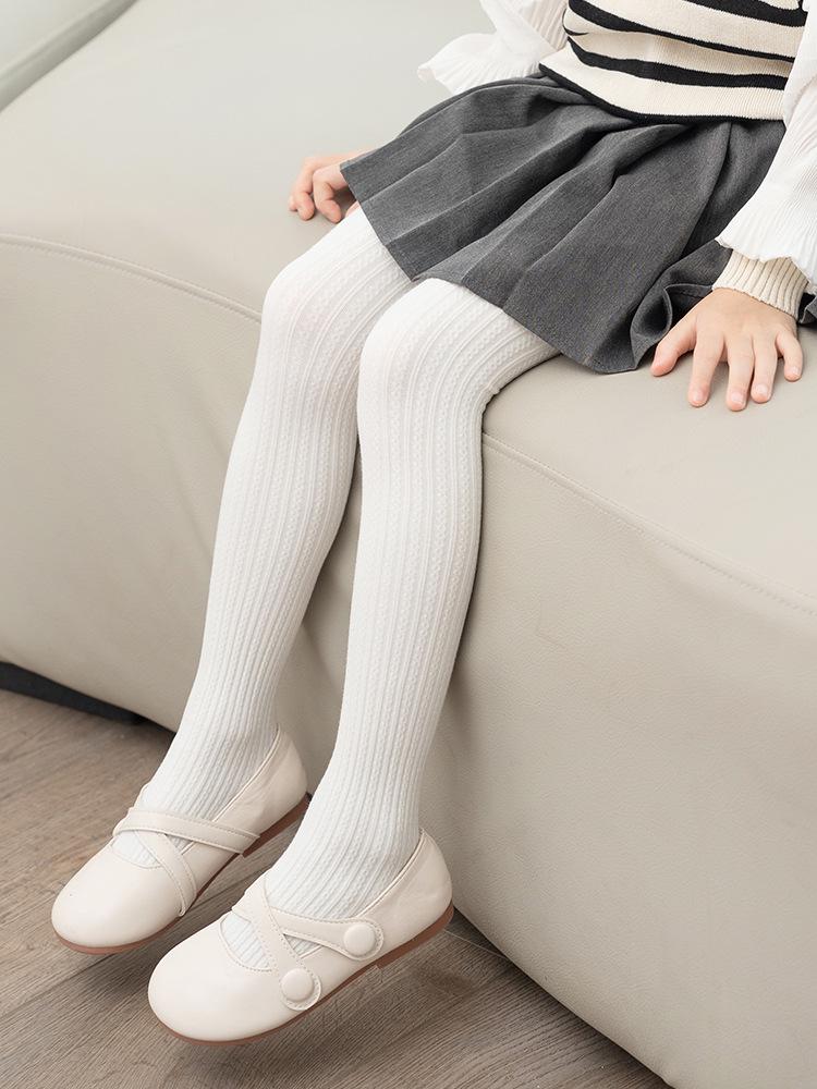 Zopfstrickstrumpfhosen für Mädchen: Herbst/Winter Funktionsunterwäsche, Hohe Elastizität, Baumwoll-Strumpfhose mit Füßen