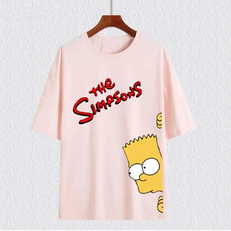 MINISO The Simpsons Family Cartoon Print Cotton T-shirts Summer Short Sleeve Tees Cool Harajuku Streetwear Casual Kids_Adult Top#Color(3)