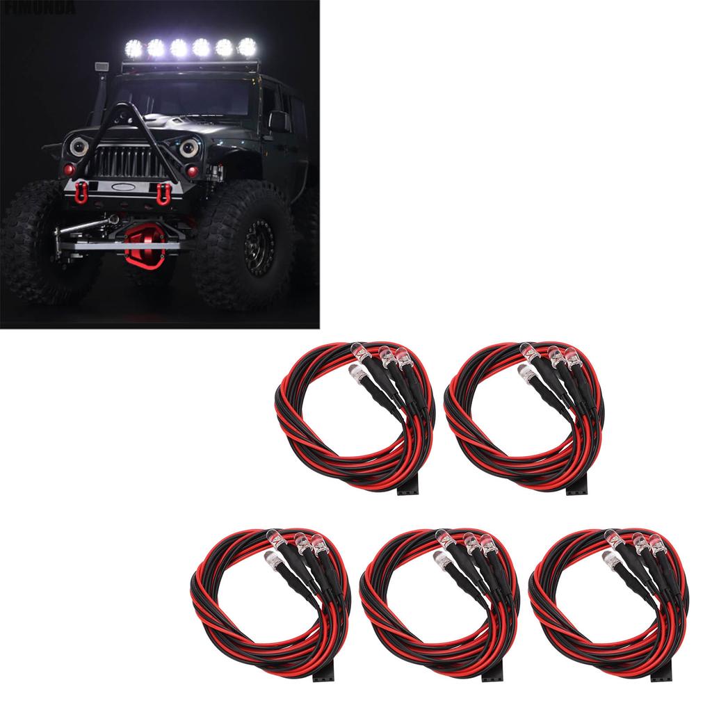 5 Sets 4 LED RC Car Light High Brightness Diameter 5mm White Red Light RC LED Lights Kits for Modified Headlights