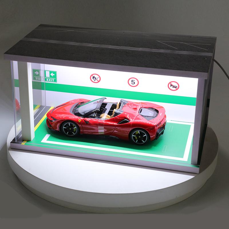 1:18 Car Models Parking Lot Solid Parking Garage Model With Lights And Acrylic Dust Cover