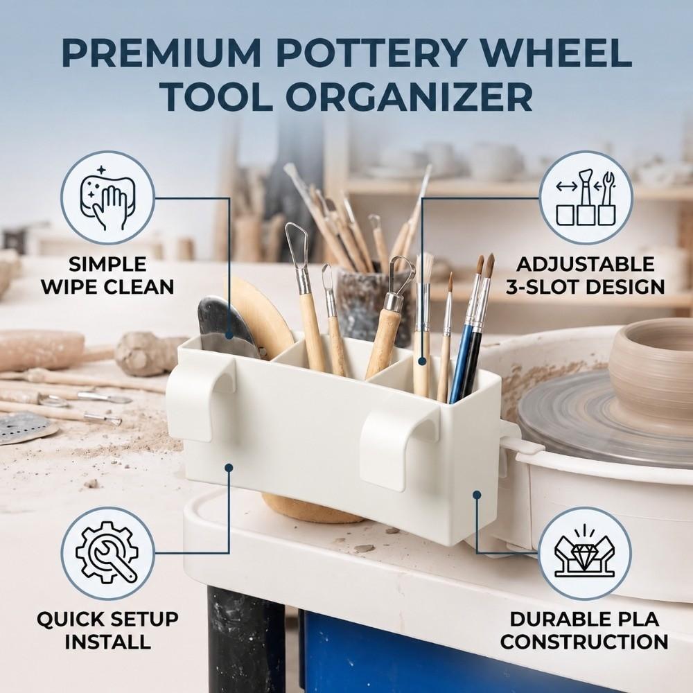 3 Slots Sturdy Pottery Wheel Tool Rack 3 Slots Clay Sculpting Tool Stand Professional Potter