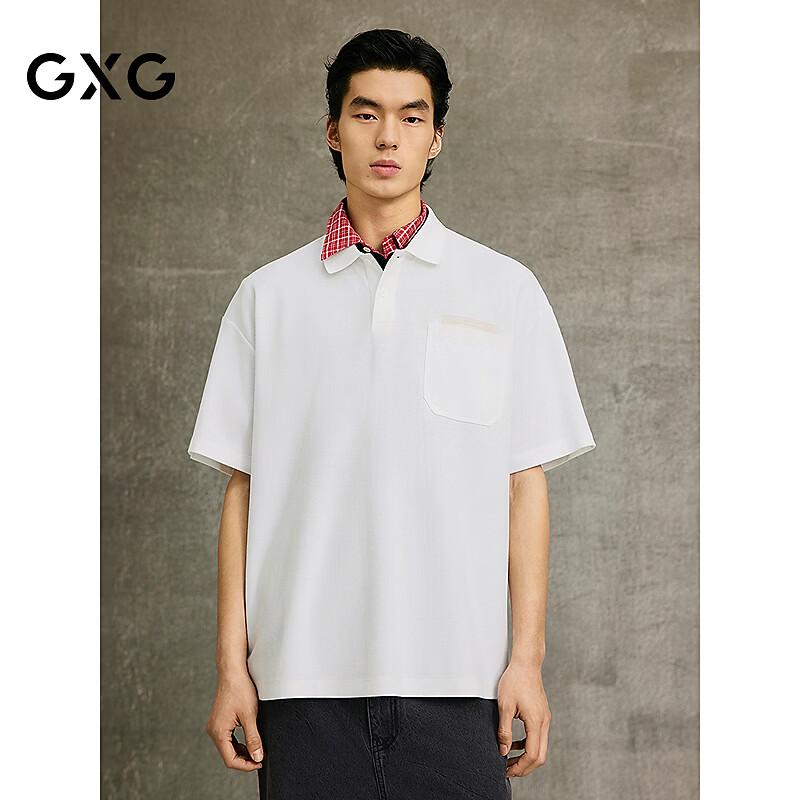 GXG Men s White Leather Tag Short Sleeve Polo Shirt L